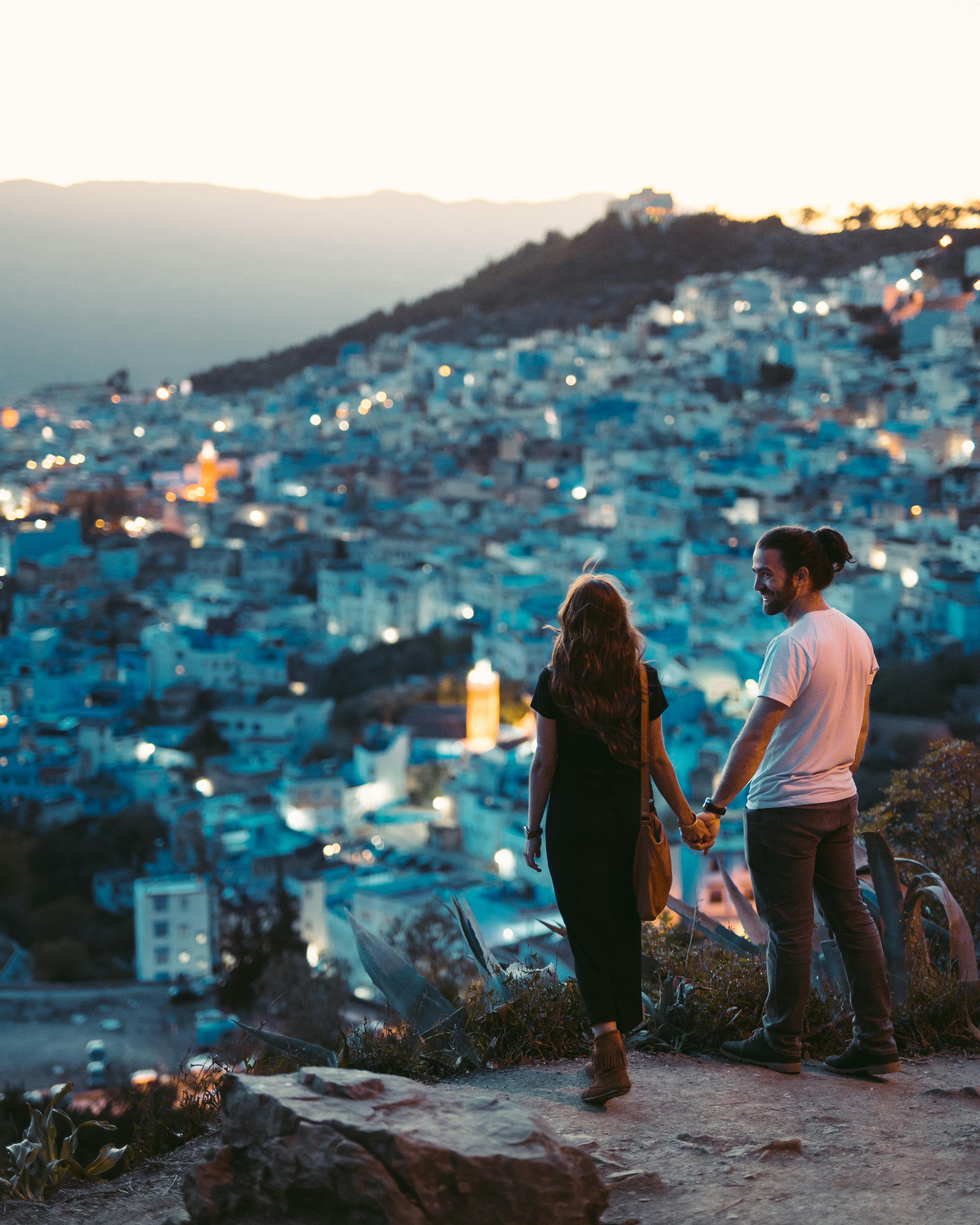 Couple looking over city together